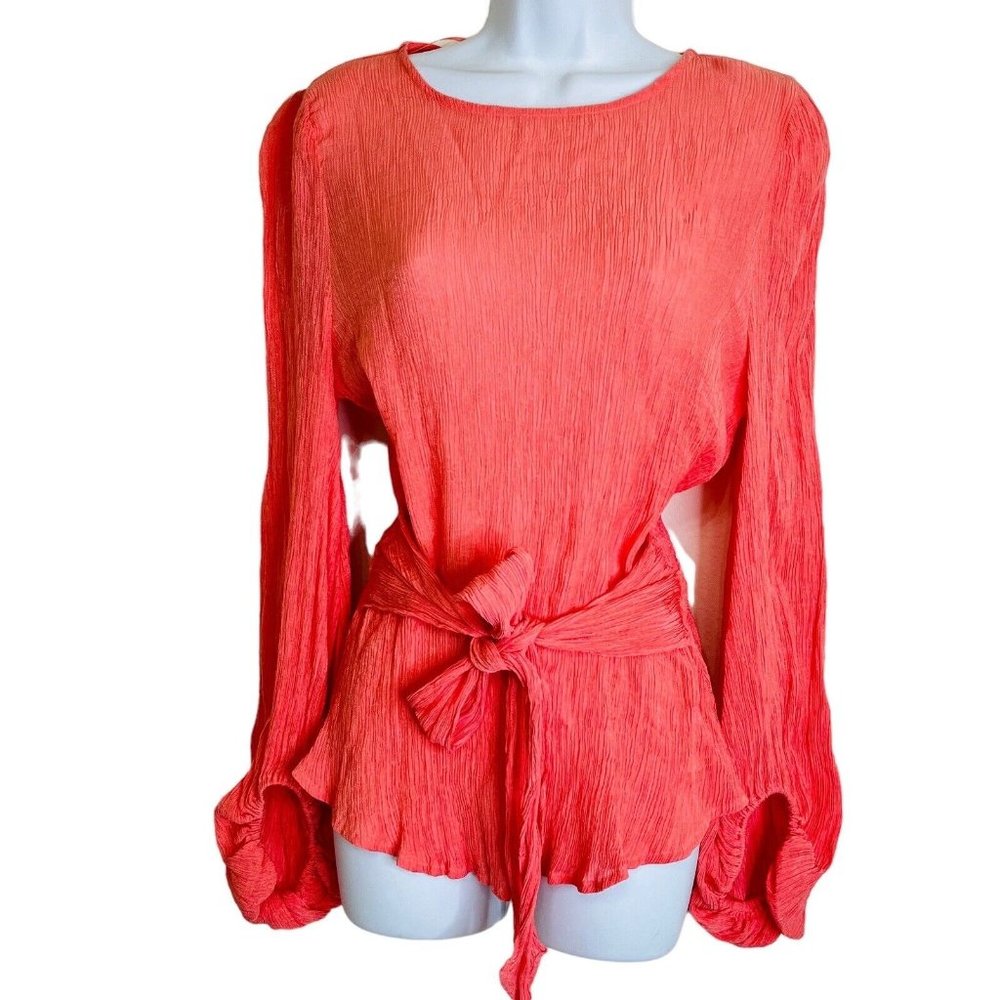 A Calin Flying Tomato Boho Chiffon Top Blouse Peplum Peasant sleeves